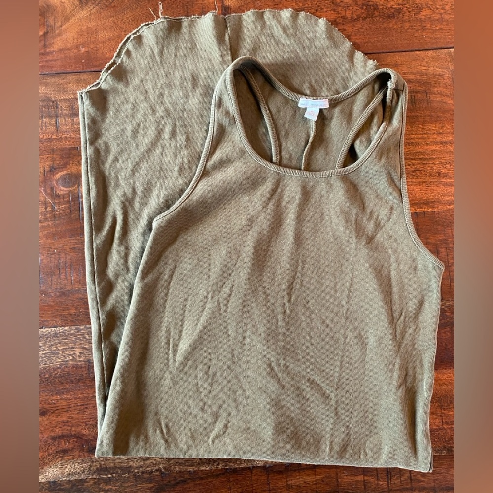 GAP Green Olive Khaki Tank Midi Dress